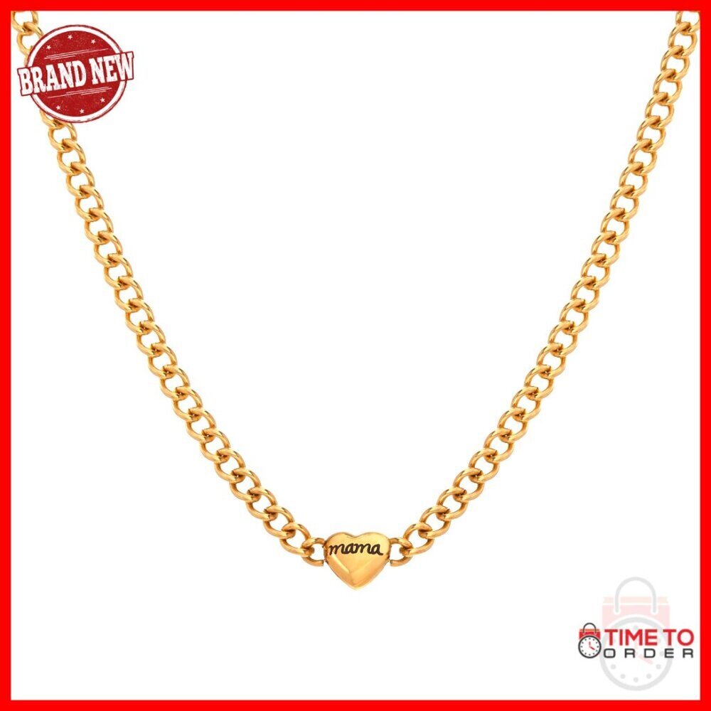 Stainless Steel Gold Curb Chain Necklace, 15-17" Adjustable, Nickel-Free